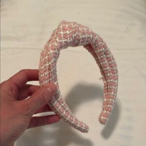 J. Crew Pink and White Padded Hair Accessory